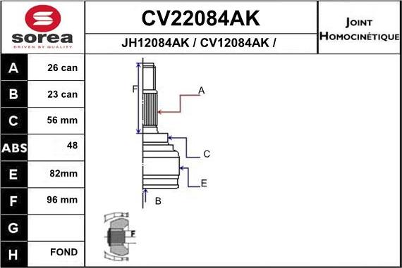 EAI CV22084AK - Шарнірний комплект, ШРУС, приводний вал avtolavka.club