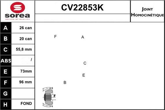 EAI CV22853K - Шарнірний комплект, ШРУС, приводний вал avtolavka.club