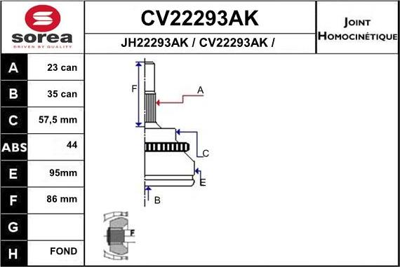 EAI CV22293AK - Шарнірний комплект, ШРУС, приводний вал avtolavka.club