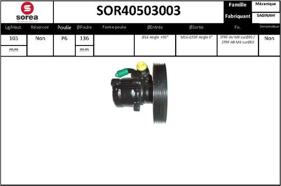 EAI SOR40503003 - Гідравлічний насос, рульове управління, ГУР avtolavka.club