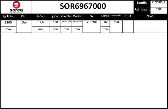 EAI SOR6967000 - Рульовий механізм, рейка avtolavka.club