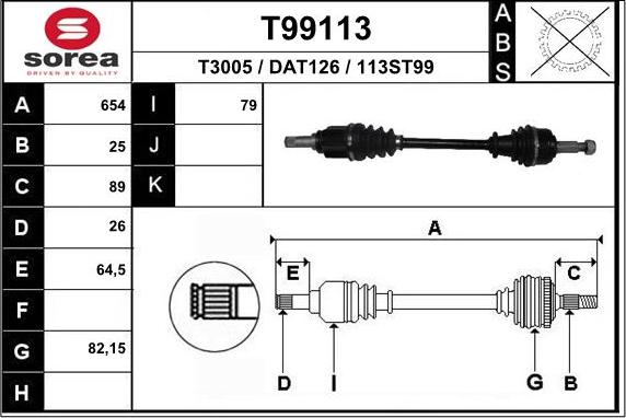 EAI T99113 - Приводний вал avtolavka.club