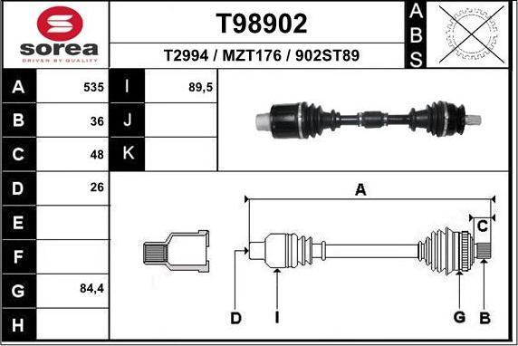 EAI T98902 - Приводний вал avtolavka.club