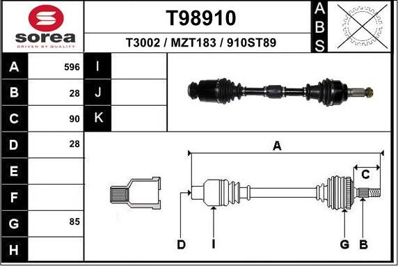 EAI T98910 - Приводний вал avtolavka.club