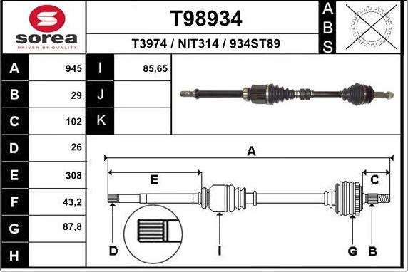 EAI T98934 - Приводний вал avtolavka.club