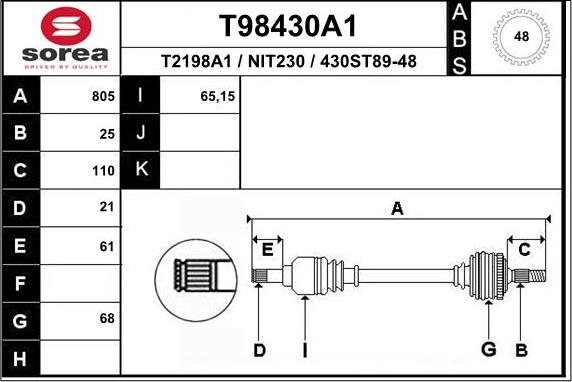 EAI T98430A1 - Приводний вал avtolavka.club