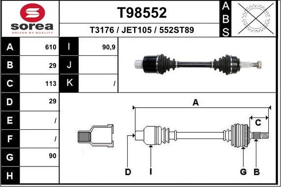 EAI T98552 - Приводний вал avtolavka.club