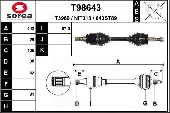 EAI T98643 - Приводний вал avtolavka.club