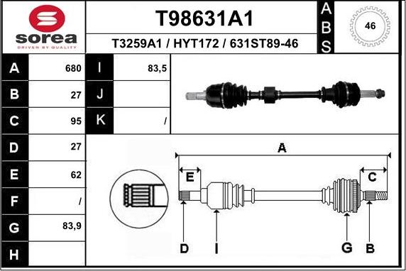 EAI T98631A1 - Приводний вал avtolavka.club