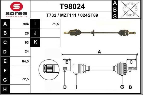 EAI T98024 - Приводний вал avtolavka.club