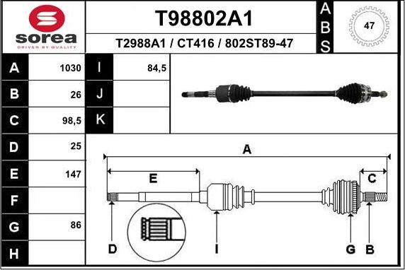 EAI T98802A1 - Приводний вал avtolavka.club