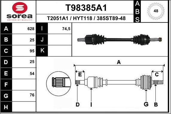 EAI T98385A1 - Приводний вал avtolavka.club