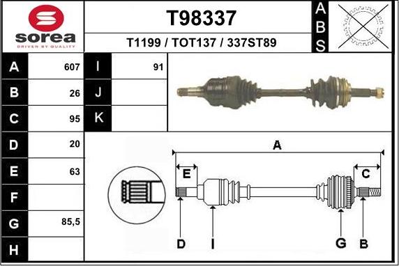 EAI T98337 - Приводний вал avtolavka.club