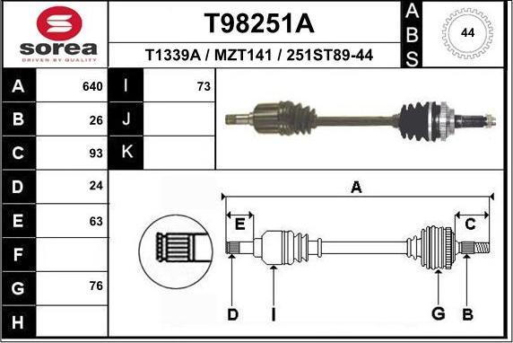 EAI T98251A - Приводний вал avtolavka.club