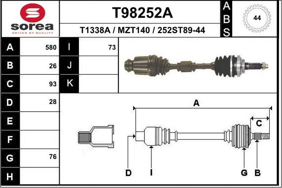 EAI T98252A - Приводний вал avtolavka.club