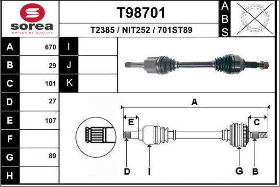 EAI T98701 - Приводний вал avtolavka.club