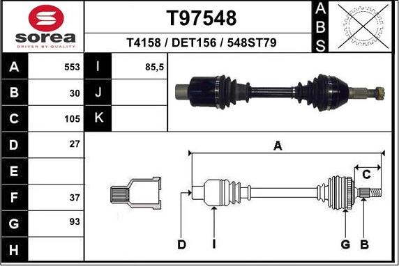 EAI T97548 - Приводний вал avtolavka.club