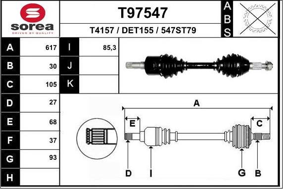 EAI T97547 - Приводний вал avtolavka.club