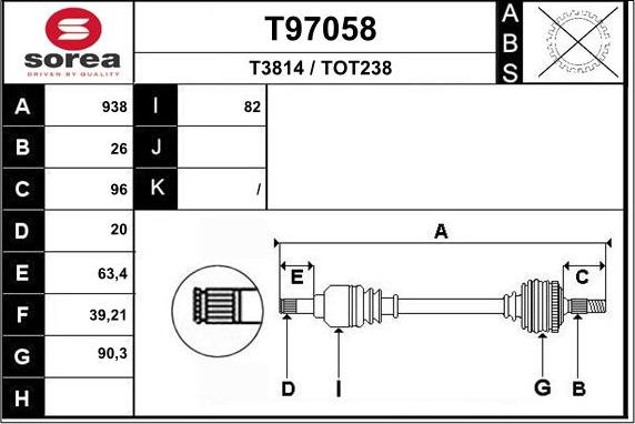 EAI T97058 - Приводний вал avtolavka.club