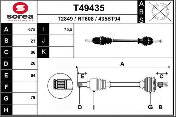 EAI T49435 - Приводний вал avtolavka.club