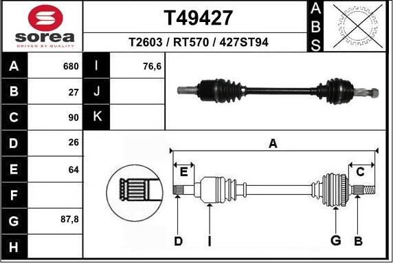 EAI T49427 - Приводний вал avtolavka.club