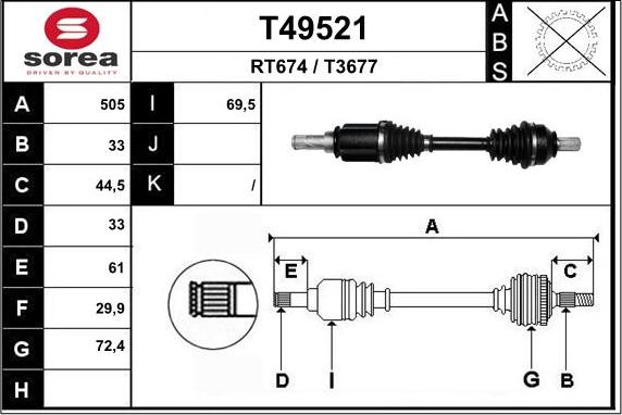 EAI T49521 - Приводний вал avtolavka.club