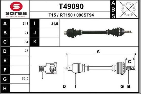 EAI T49090 - Приводний вал avtolavka.club