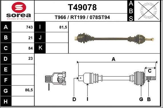 EAI T49078 - Приводний вал avtolavka.club