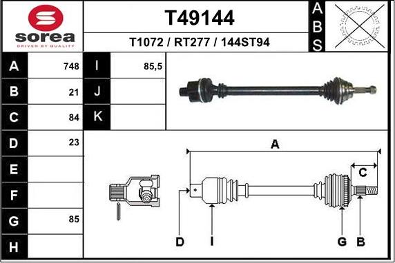 EAI T49144 - Приводний вал avtolavka.club