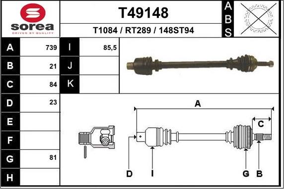 EAI T49148 - Приводний вал avtolavka.club