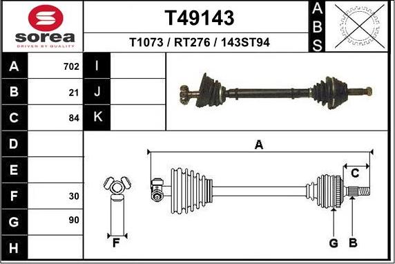 EAI T49143 - Приводний вал avtolavka.club