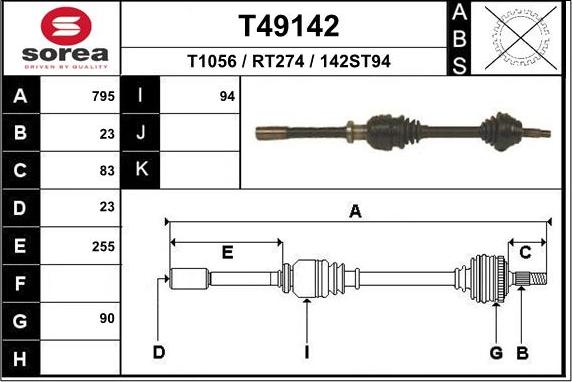 EAI T49142 - Приводний вал avtolavka.club