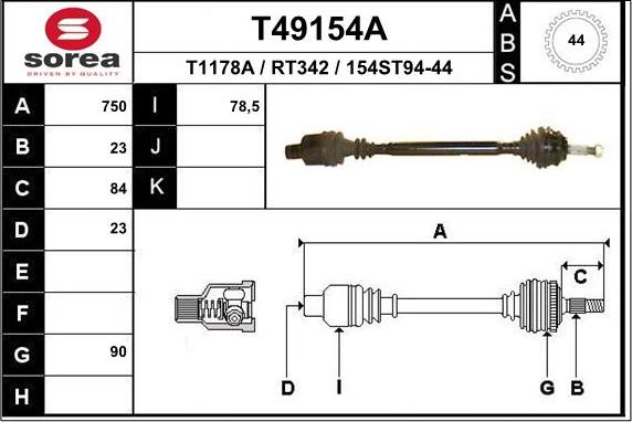 EAI T49154A - Приводний вал avtolavka.club