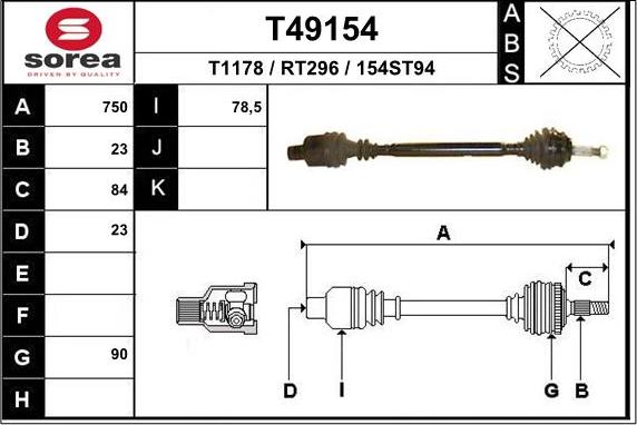 EAI T49154 - Приводний вал avtolavka.club