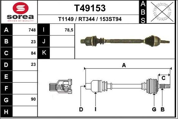 EAI T49153 - Приводний вал avtolavka.club