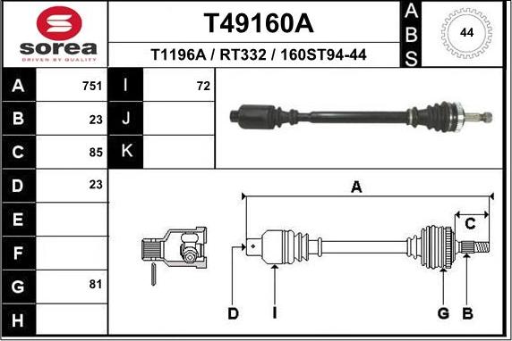 EAI T49160A - Приводний вал avtolavka.club