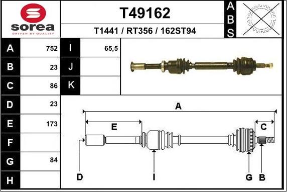 EAI T49162 - Приводний вал avtolavka.club