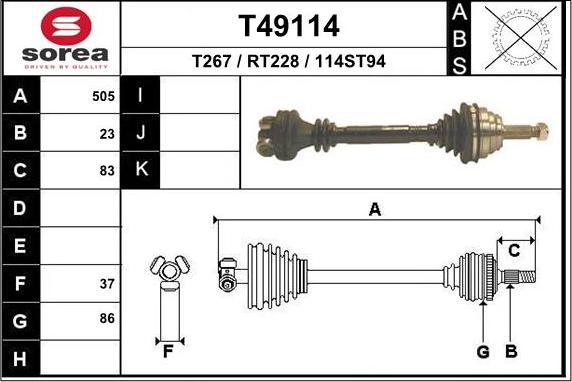 EAI T49114 - Приводний вал avtolavka.club