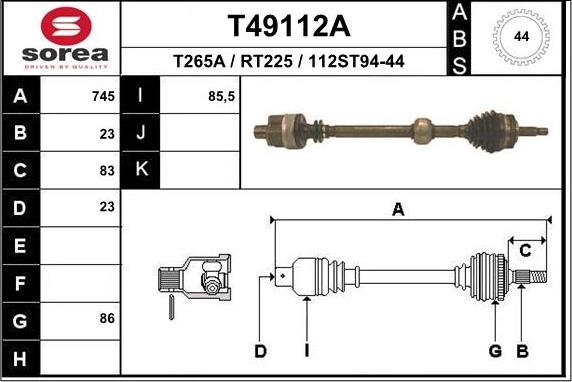 EAI T49112A - Приводний вал avtolavka.club