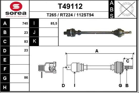 EAI T49112 - Приводний вал avtolavka.club