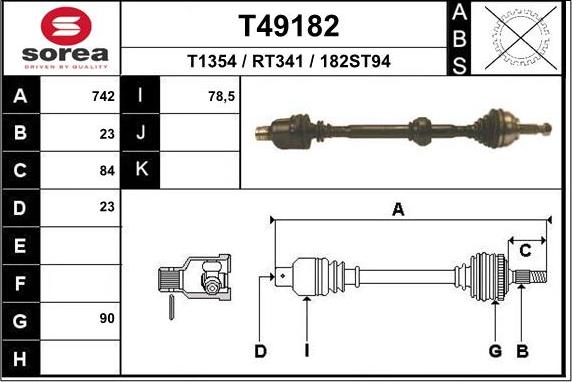 EAI T49182 - Приводний вал avtolavka.club