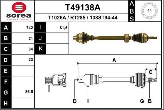 EAI T49138A - Приводний вал avtolavka.club