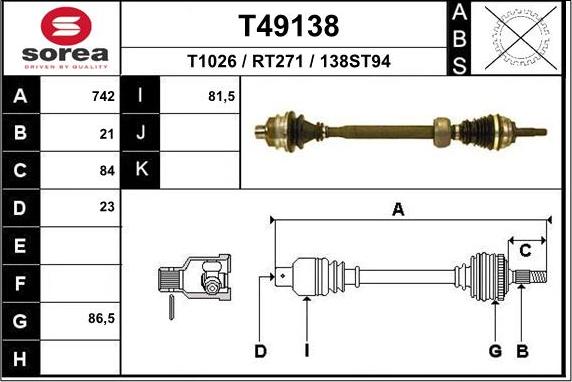 EAI T49138 - Приводний вал avtolavka.club