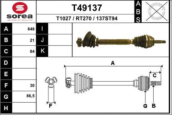 EAI T49137 - Приводний вал avtolavka.club