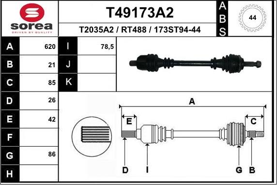 EAI T49173A2 - Приводний вал avtolavka.club