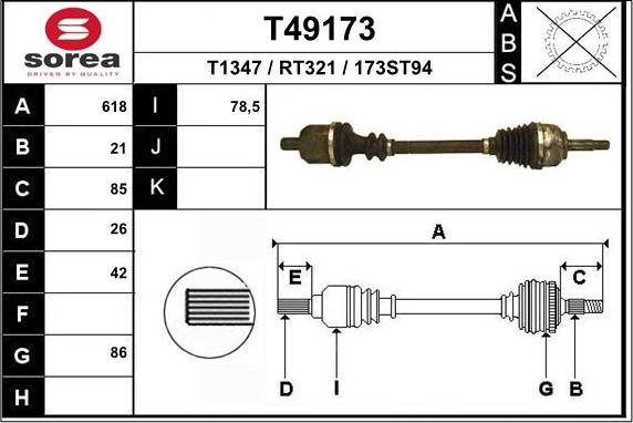 EAI T49173 - Приводний вал avtolavka.club