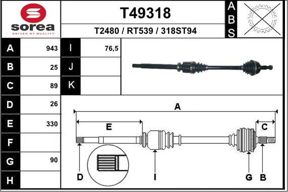 EAI T49318 - Приводний вал avtolavka.club