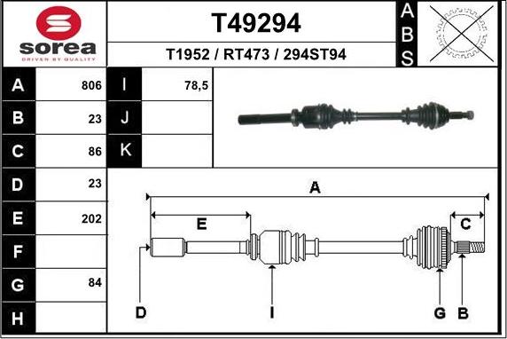 EAI T49294 - Приводний вал avtolavka.club