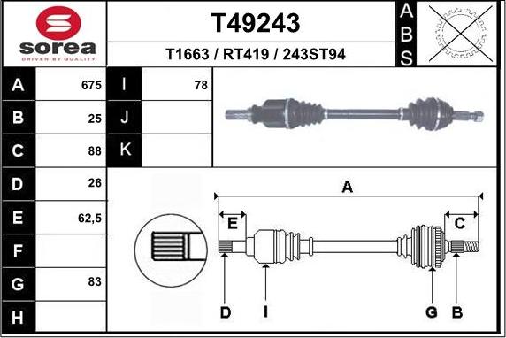 EAI T49243 - Приводний вал avtolavka.club