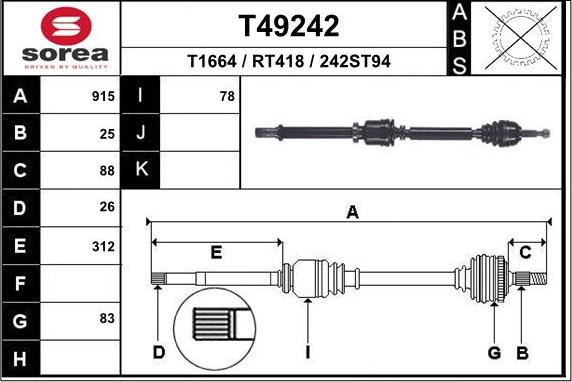 EAI T49242 - Приводний вал avtolavka.club